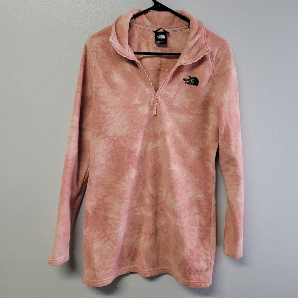 The North Face Womens Fleece Pullover Tie Dye Pink Size L Quarter Zip